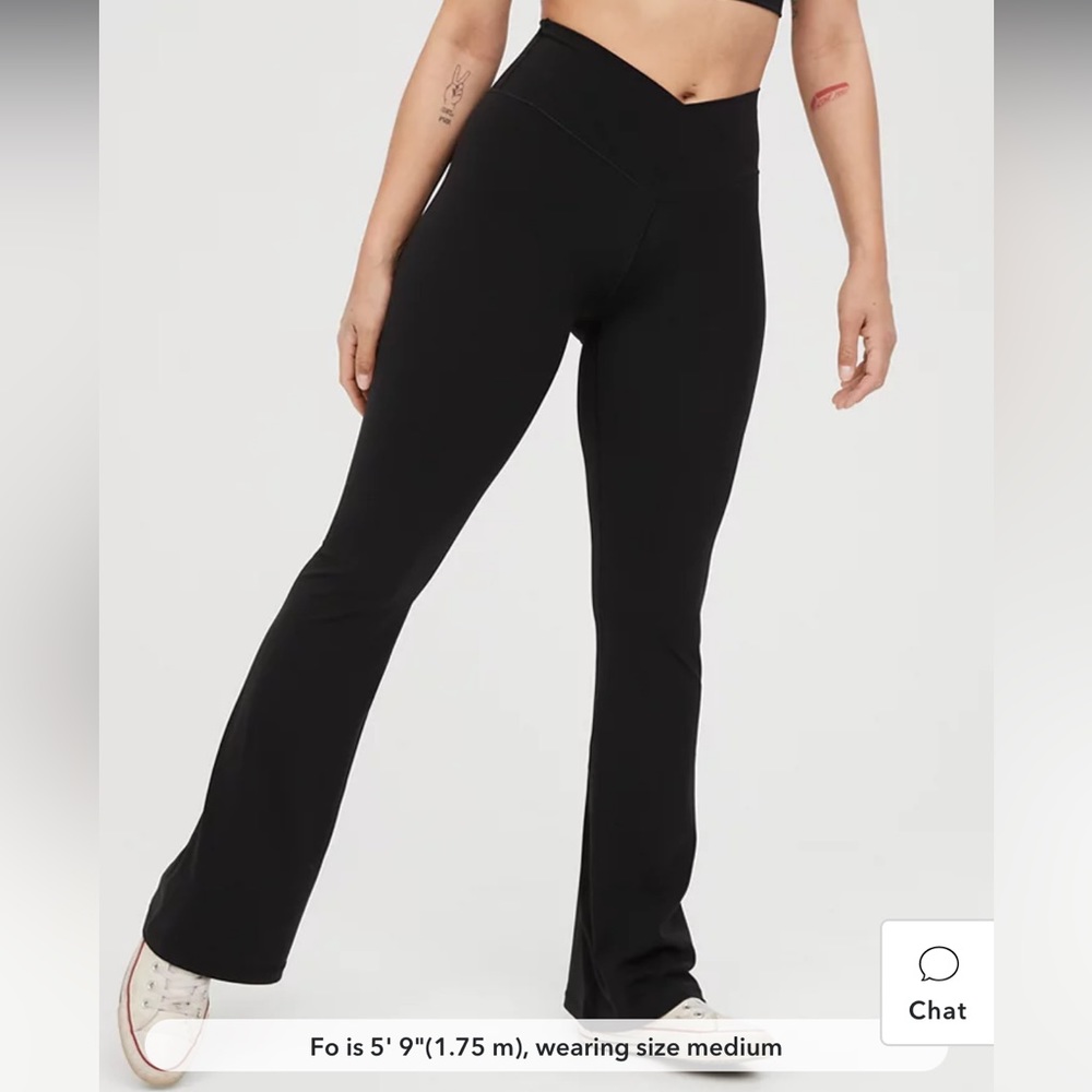 aerie crossover high waisted flare leggings black